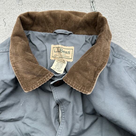 LL Bean Canvas Chore Barn Coat Mens XXL 0 WY17 Gray Corduroy Collar Button Lined - Picture 6 of 14